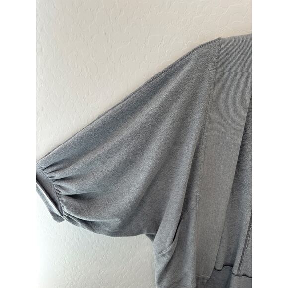 FREE PEOPLE BEACH Gray Open Front Cardigan Slouchy Balloon Sleeve Sweater Small - Picture 3 of 6